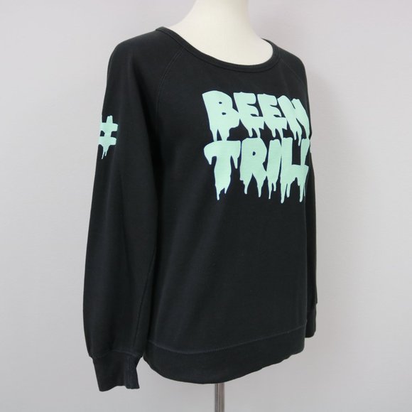 Been Trill Mall Ratz Black and Aqua Drip Logo Sweatshirt Women’s Size S - Picture 7 of 12